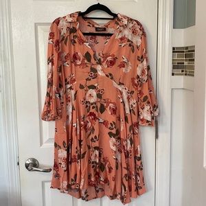 Coral floral flowy dress